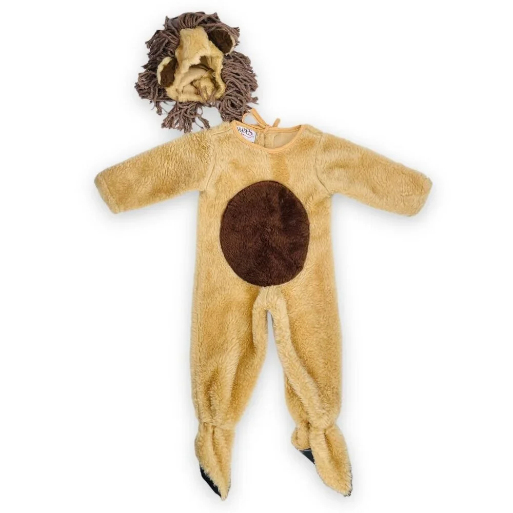 Vintage Lion Costume Yard Hair One Piece Dress Up Play Pretend 9m / 12m